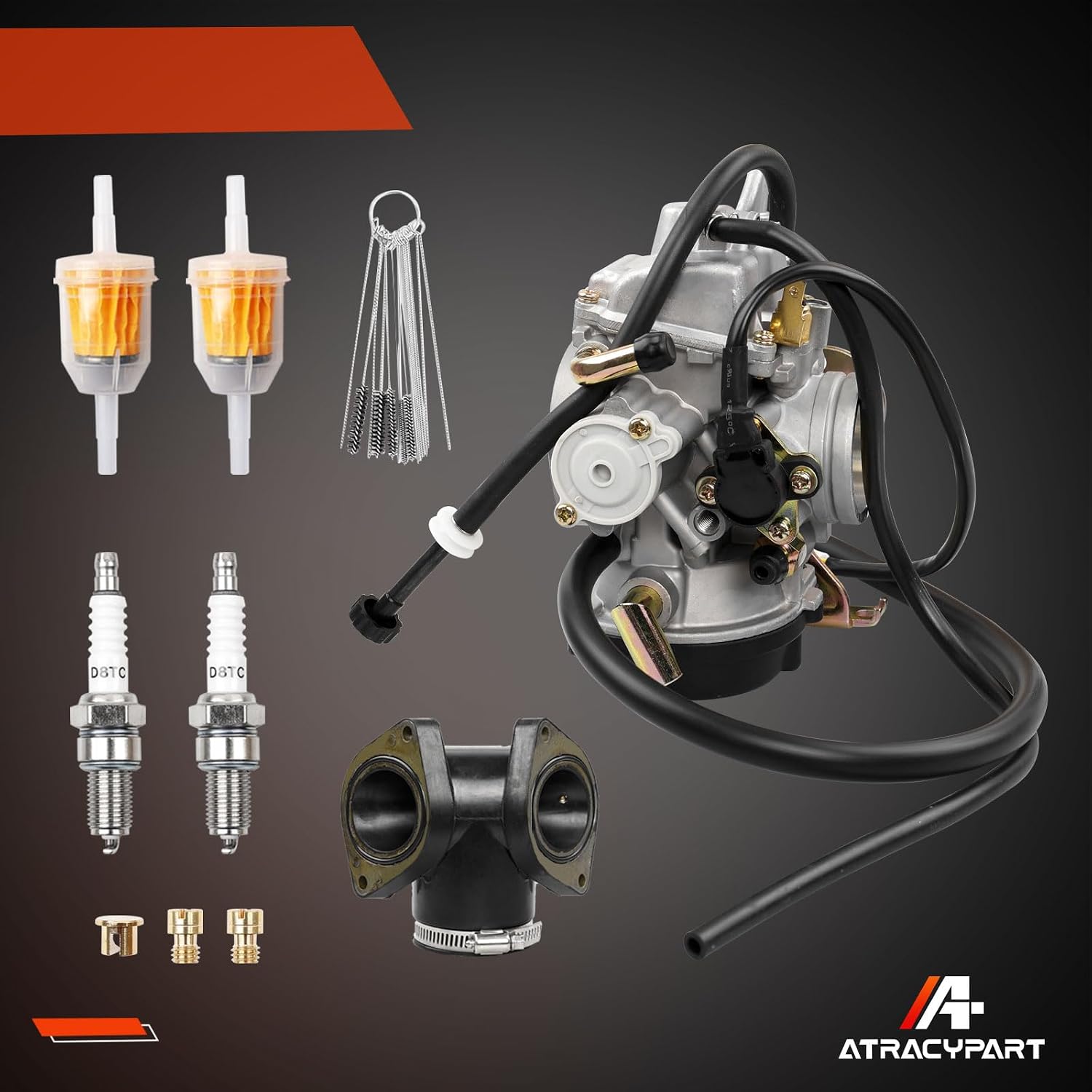 Yamaha Road Star Carburetor Compatible with 1999-2003 XV1600 & 2002-2014 XV1700 | Replace OEM Number 4WM-14101-03-00,4WM-14101-13-00(Includes Extra Jets&Intake Manifold,Spark Plug)