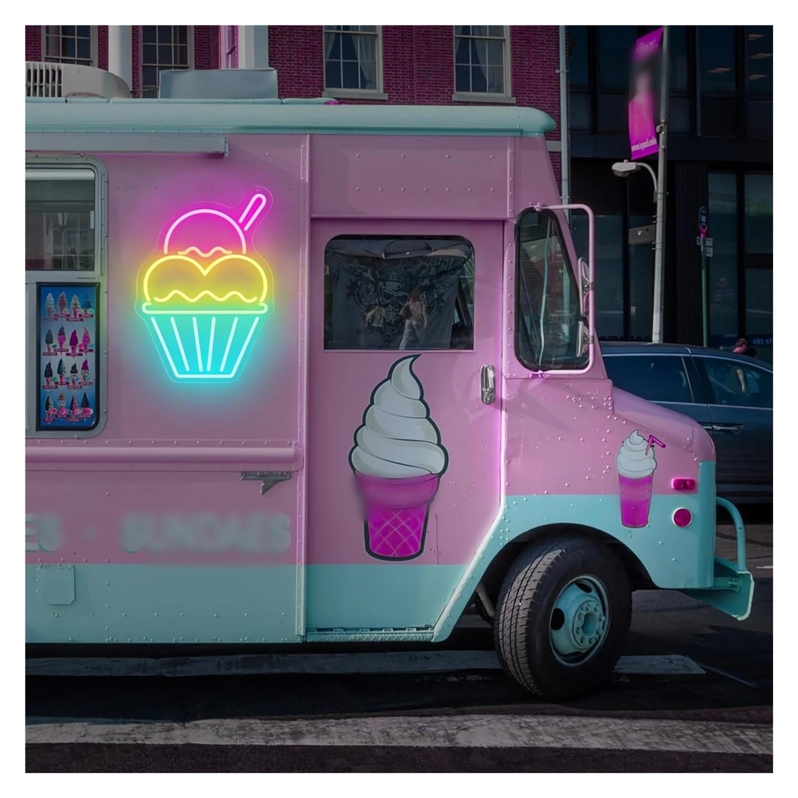 néon signe Panneau Lumineux USB À Intensité Variable Pour Glaces, Décoration Murale Pour Glaciers, Restaurants, Fêtes, 38х27cm