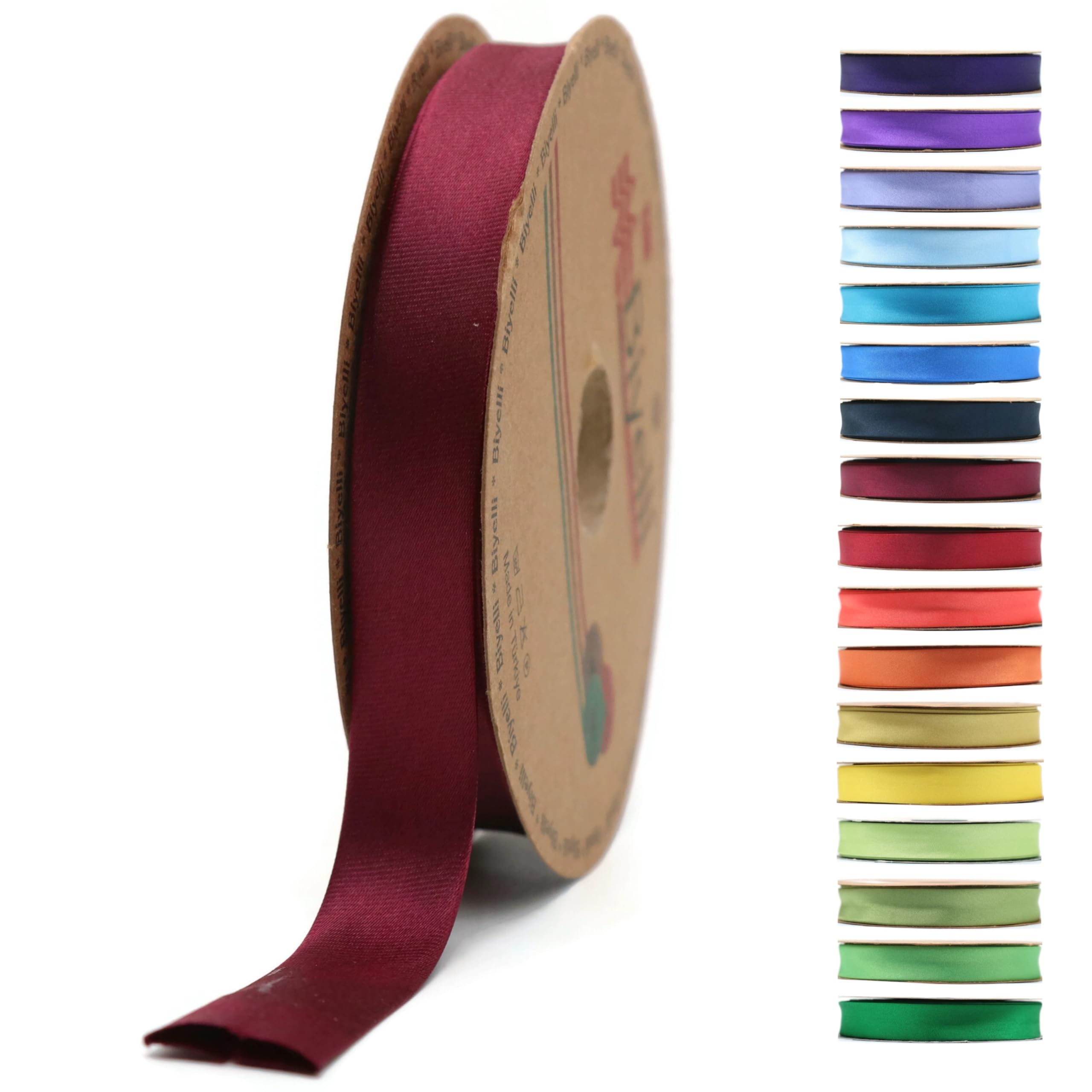 Fold Satin Bias Tape - 99+ Colors - 3/4 Inches Wide - 27 Yards - Fold Satin Binding Bias Ribbon Fabric Piping Bias Binding Tape for Sewing Clothing DIY (75. Burgundy) BYS75