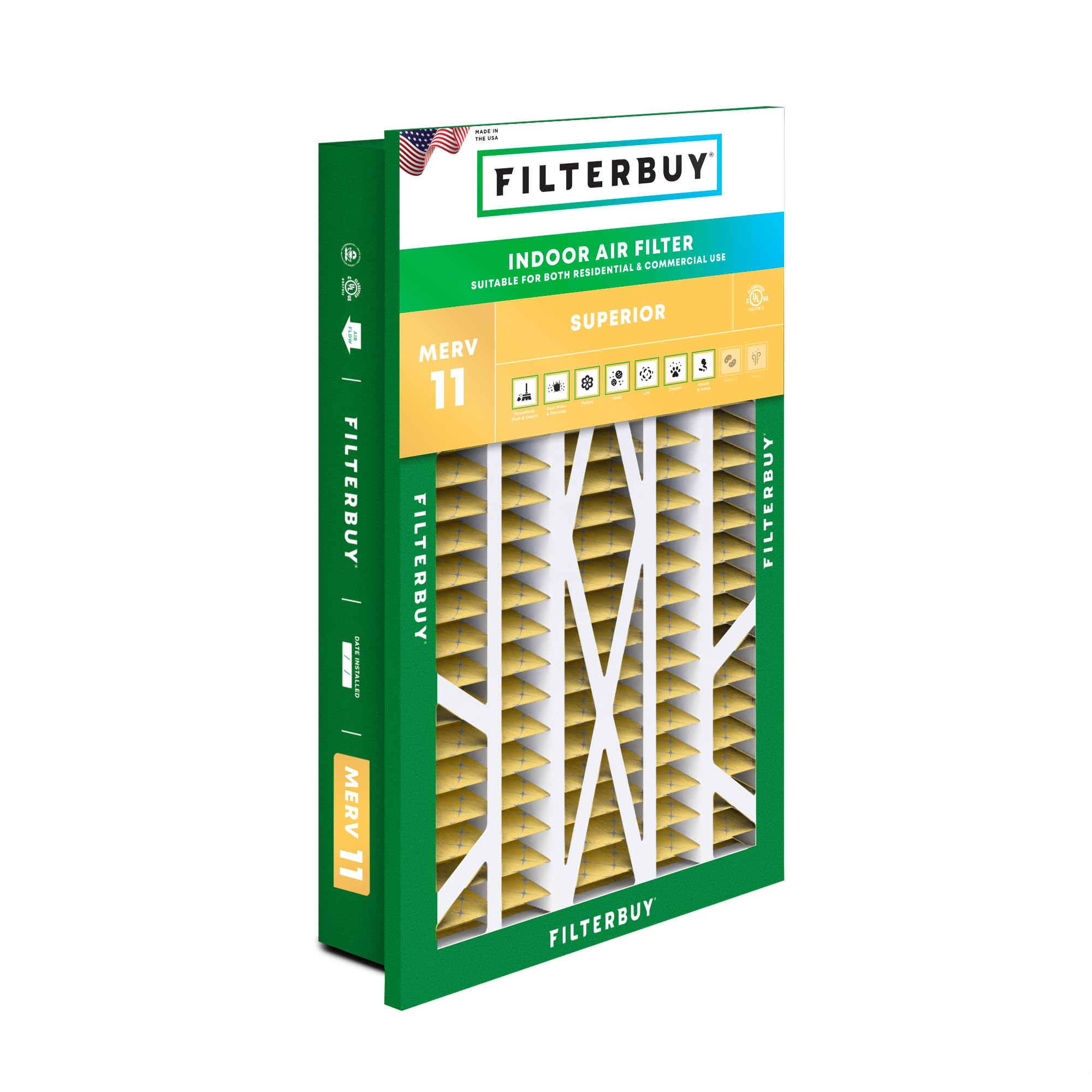 Filterbuy 20x30x5 MERV 11 Pleated AC Furnace Air Filters, Cut Size Fit