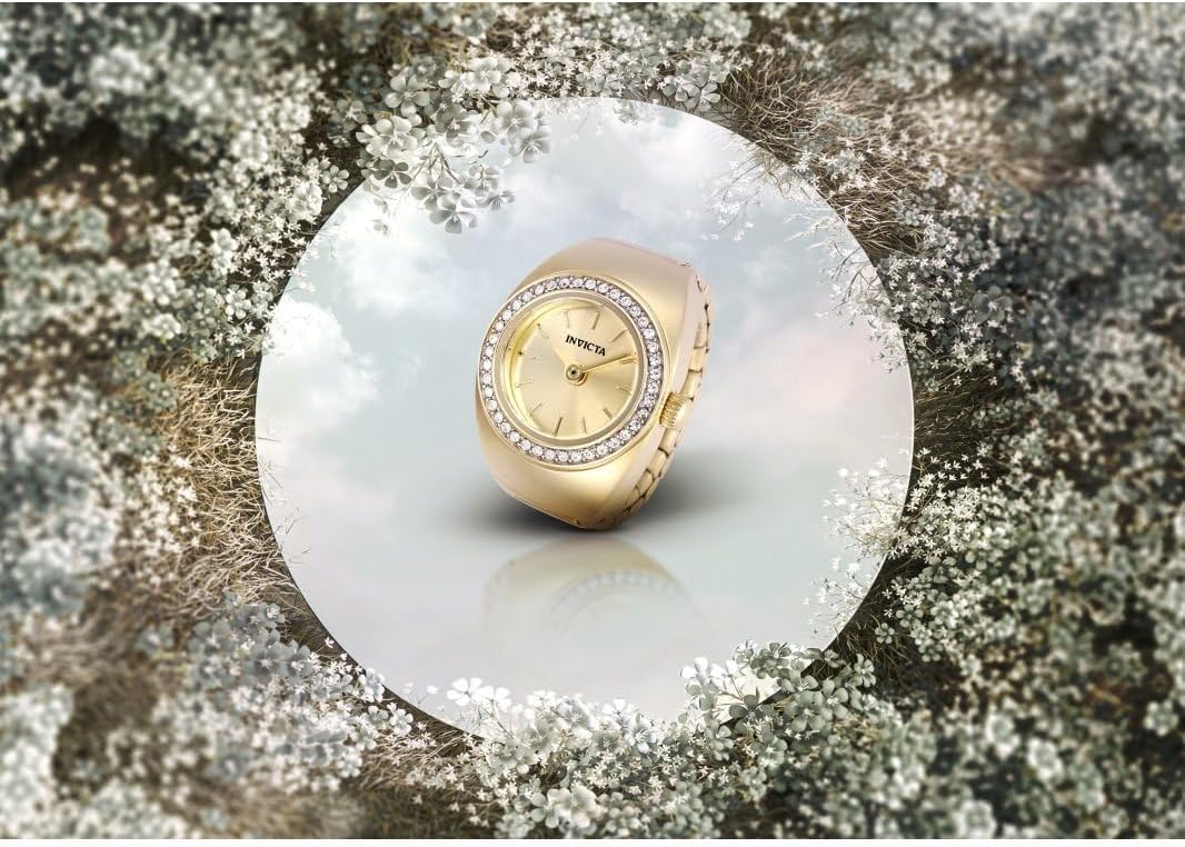 Invicta Mini Lady Ring 16.5mm Stainless Steel Gold Gold dial VC00 Quartz