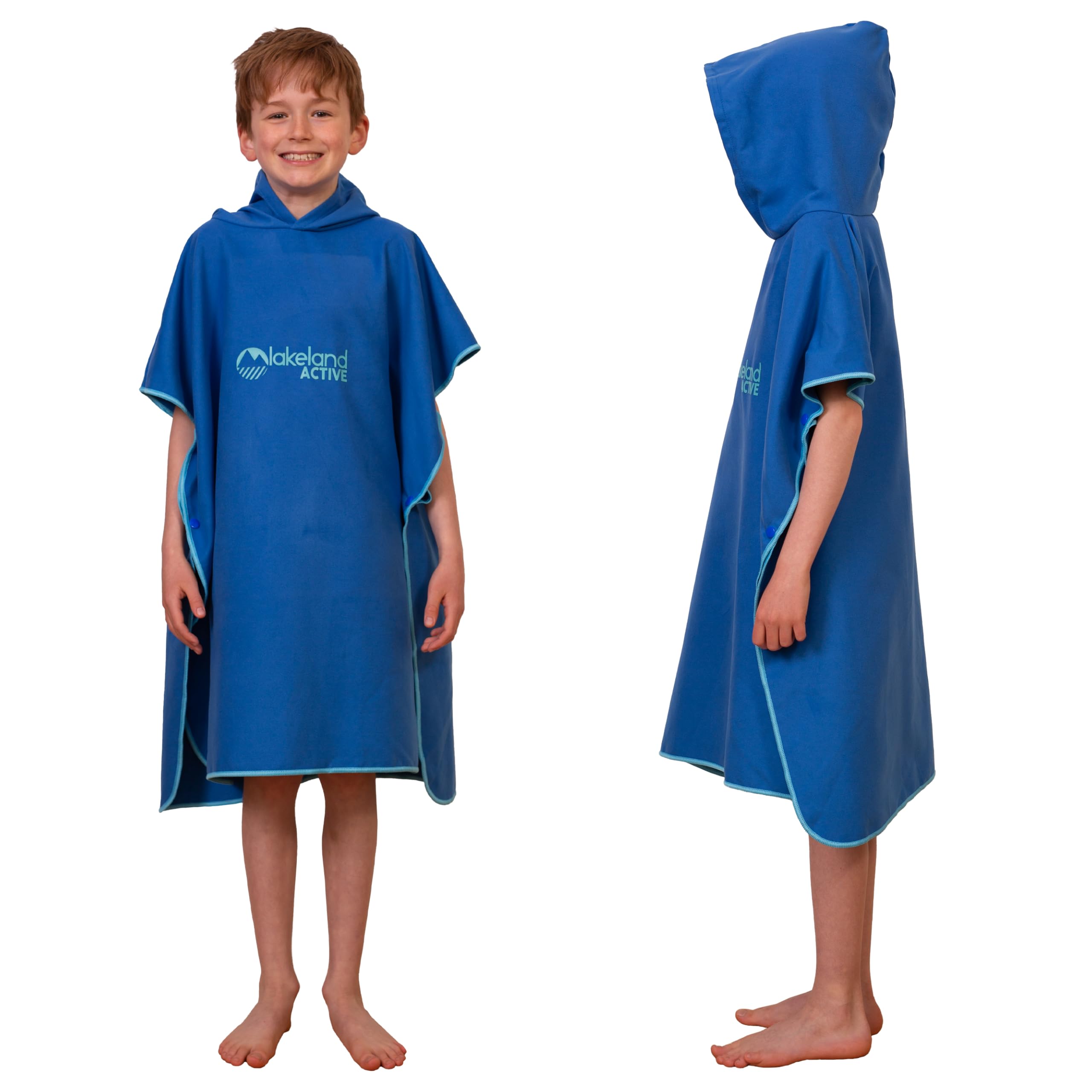 Lakeland Active Patterdale Hooded Changing Poncho Towel - Mid Blue - Child (Age 5-10)
