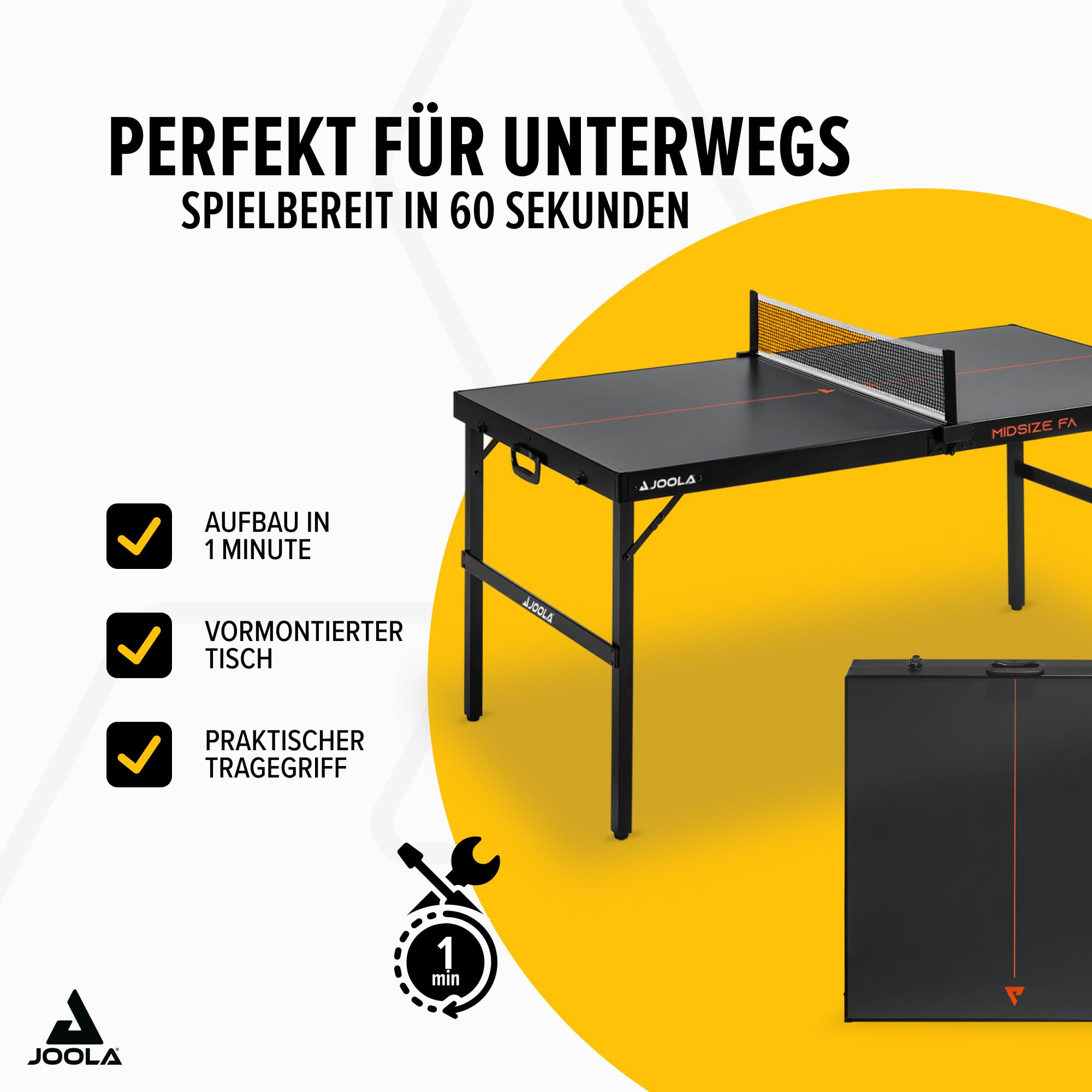 JOOLA Midsize Tischtennisplatte, Freizeittisch, Tischtennistisch im modernen Design inklusive Tischtennisnetz