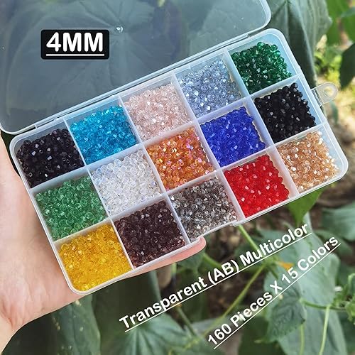 Miniatura 2 de INSPIRELLE Aproximadamente 2400 cuentas de bicona multicolor transparentes de 0.157 pulgadas para hacer pulseras de joyería, cuentas de cristal