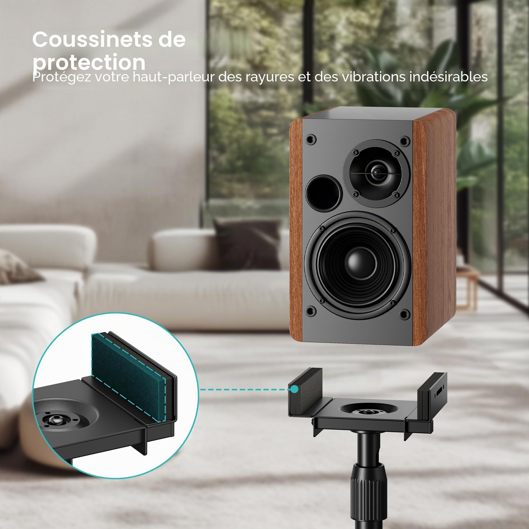 PEGZONE Lot de 2 supports universels pour enceintes, hauteur réglable de 85,8 cm à 112,8 cm, capacité de charge de 5 kg, compatible avec Bose/JBL/Sony, couleur noir