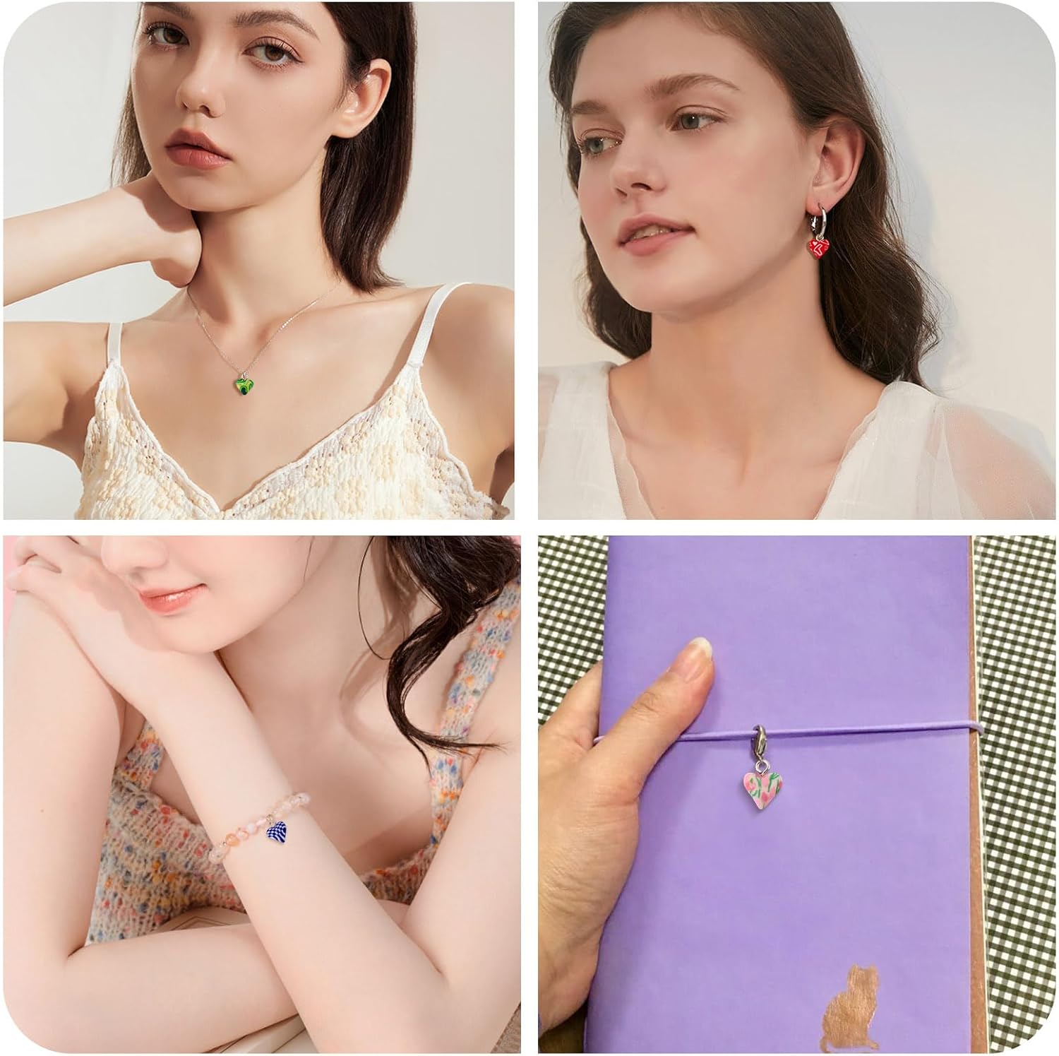 Cheriswelry 39pcs Heart Clay Charms Pendants Valentine's Day Handmade Polymer Clay Charms Heart Dangle Earring Bracelet Charms Cute Hang Ornament for DIY Necklace Jewelry Making 13x10 mm - Image 3