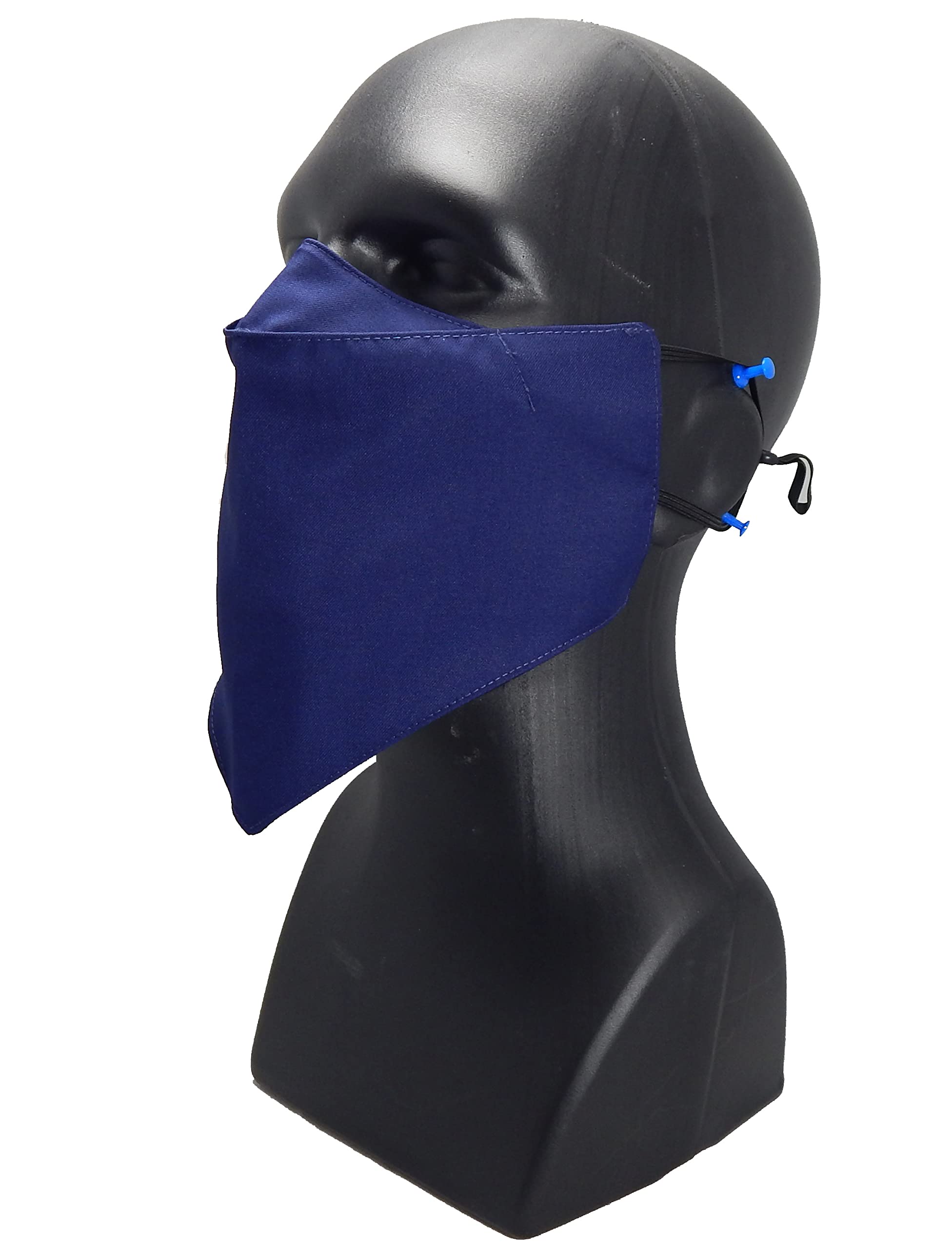 Gemstorm Medium - Extra Large Length Fit all Men with or without Beard Washable Reusable bandanna style Face Mask + adjustable ears *Nose Wire Option (Medium w/Nose Wire, Dark Blue#72)