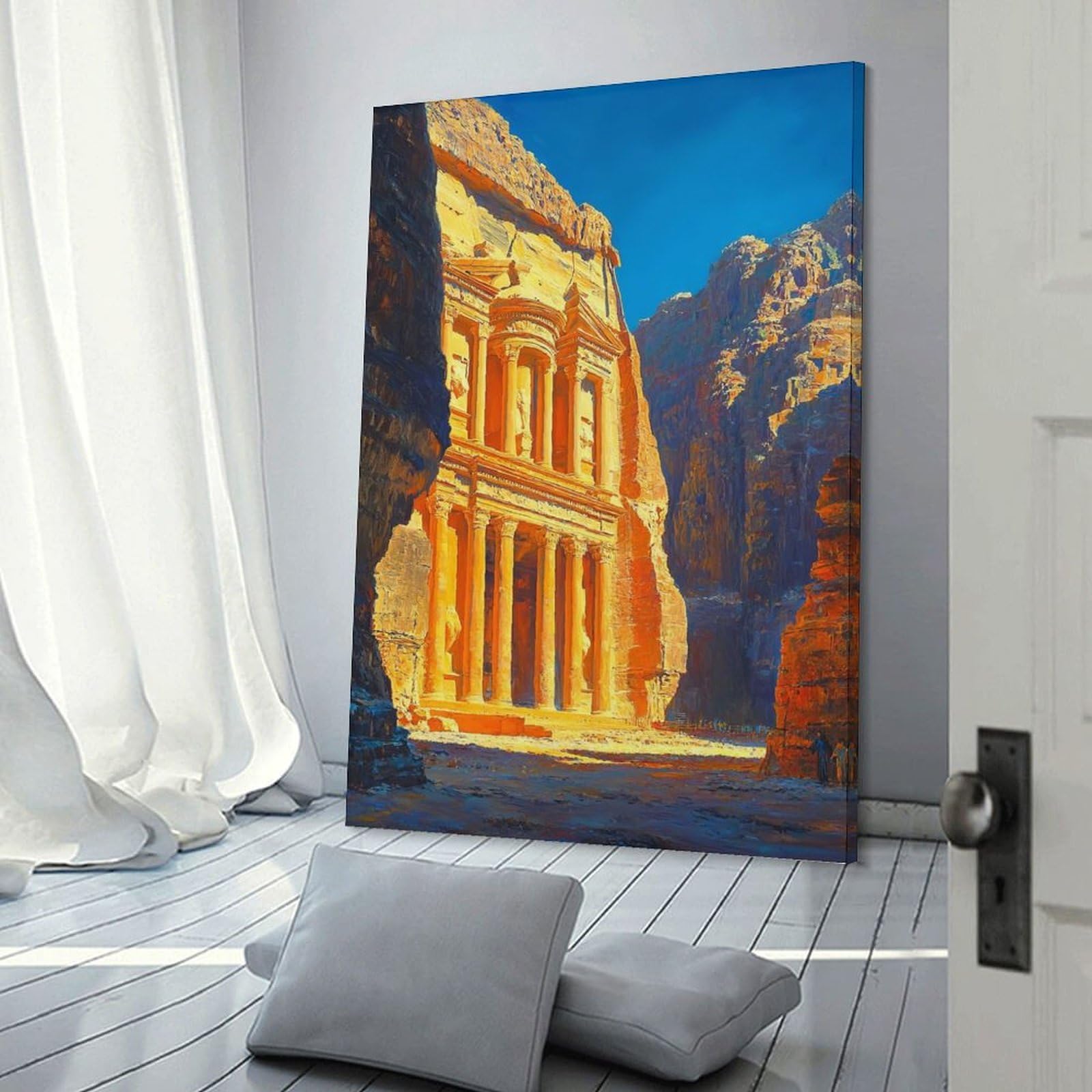Junmoney Frame-Style-10 Wall Picture Print Petra Treasury, 08X12inch(20X30cm), For Entrance Walls, Hall Decor Or Foyers, Home Artwork For First Impressions
