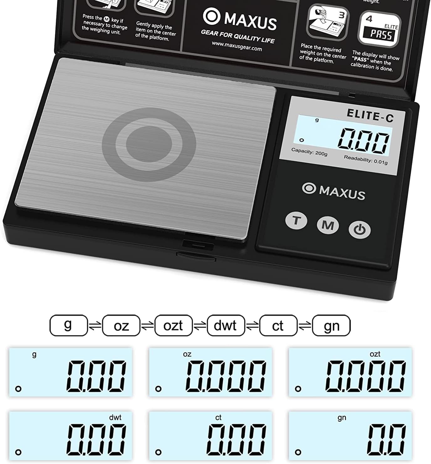 Buy Maxus Precision Digital Gram Scale 200g/0.01g, Elite Pocket Scale