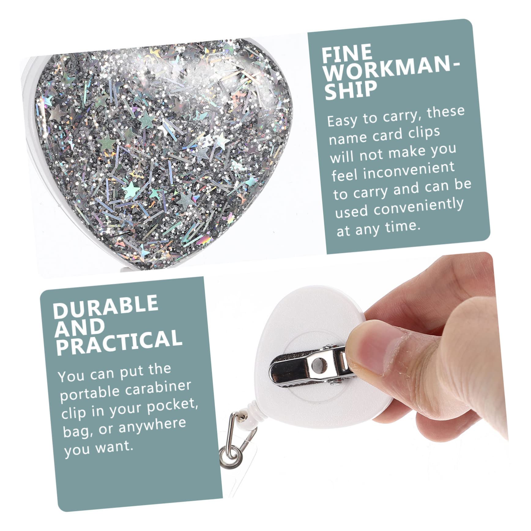 SHINEOFI 10 Piezas pergamino de insignia tarjetero tarjetas visita tarjetero para tarjetas de visita tarjeteros decoración del corazón carretes de identificación cordón colgante abdominales