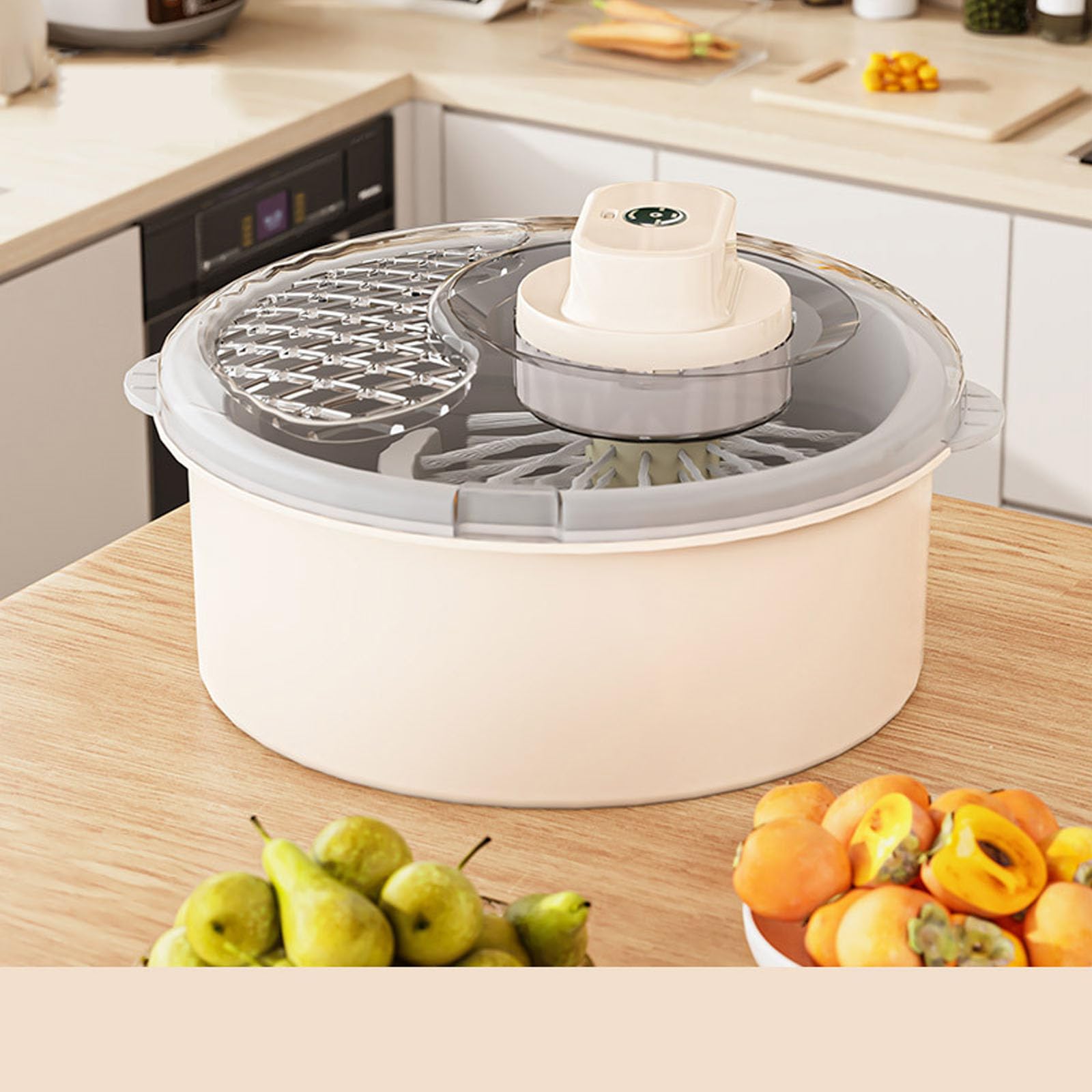 Elektrischer Salatschleuder und Produktionswascher, multifunktionaler Gemüsetrockner mit abnehmbarem Siebkorb, wiederaufladbarer Salatwascher für die Küchenvorbereitung
