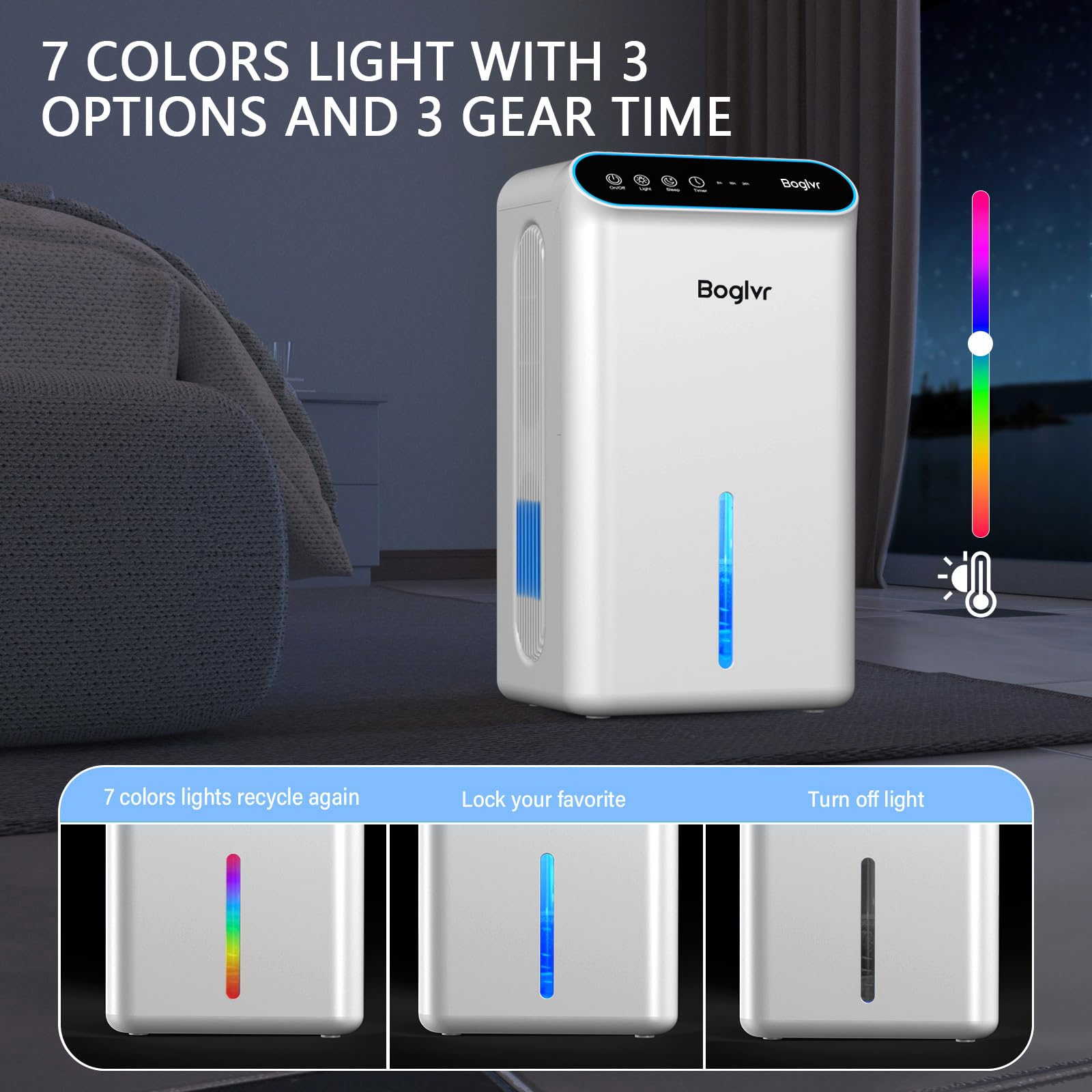 Deumidificatore per la casa fino a 1000 mq, piccolo deumidificatore silenzioso con tubo di scarico, 3 modalità timer, spegnimento automatico, aromaterapia e luce a 7 colori per cantina, camera da