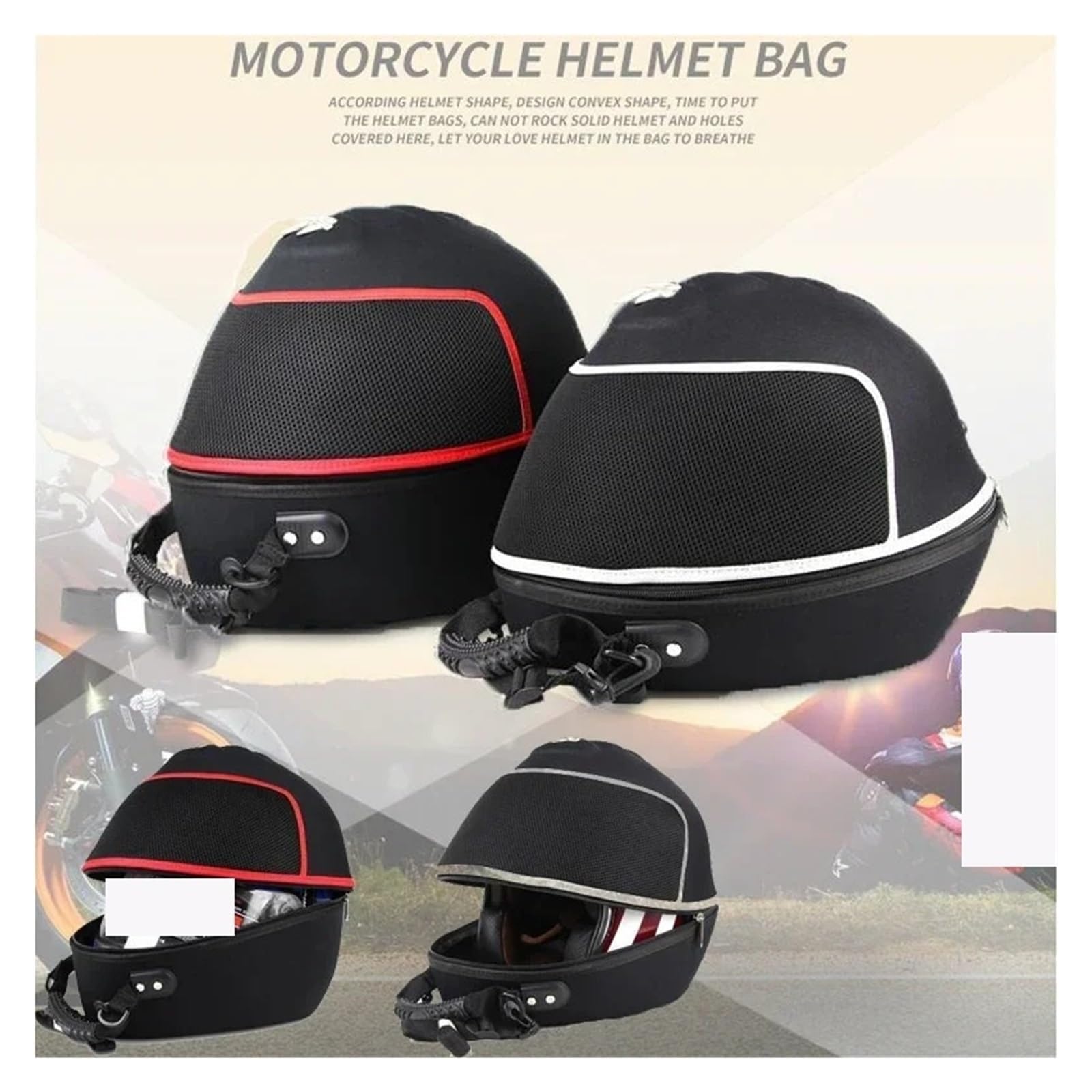 Top Case Motos Bolsas De Equipaje Viaje para Motocicleta Casco Bolsa Gran Capacidad para Montar A Prueba Agua Bolsa De Moto(Black-Grey Line-L)