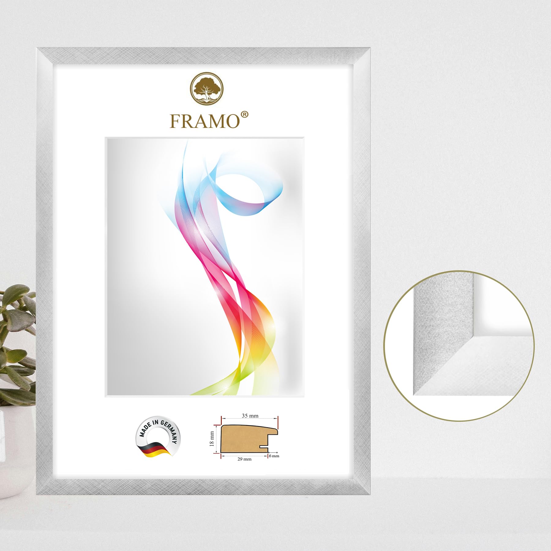 FRAMO Cadre photo en bois 55 x 75 cm (Dimension de l'image) en Alu-Criss-Cross | Taille sélectionnable | Affiches | Puzzle | Collage | Sur mesure | personnalisés