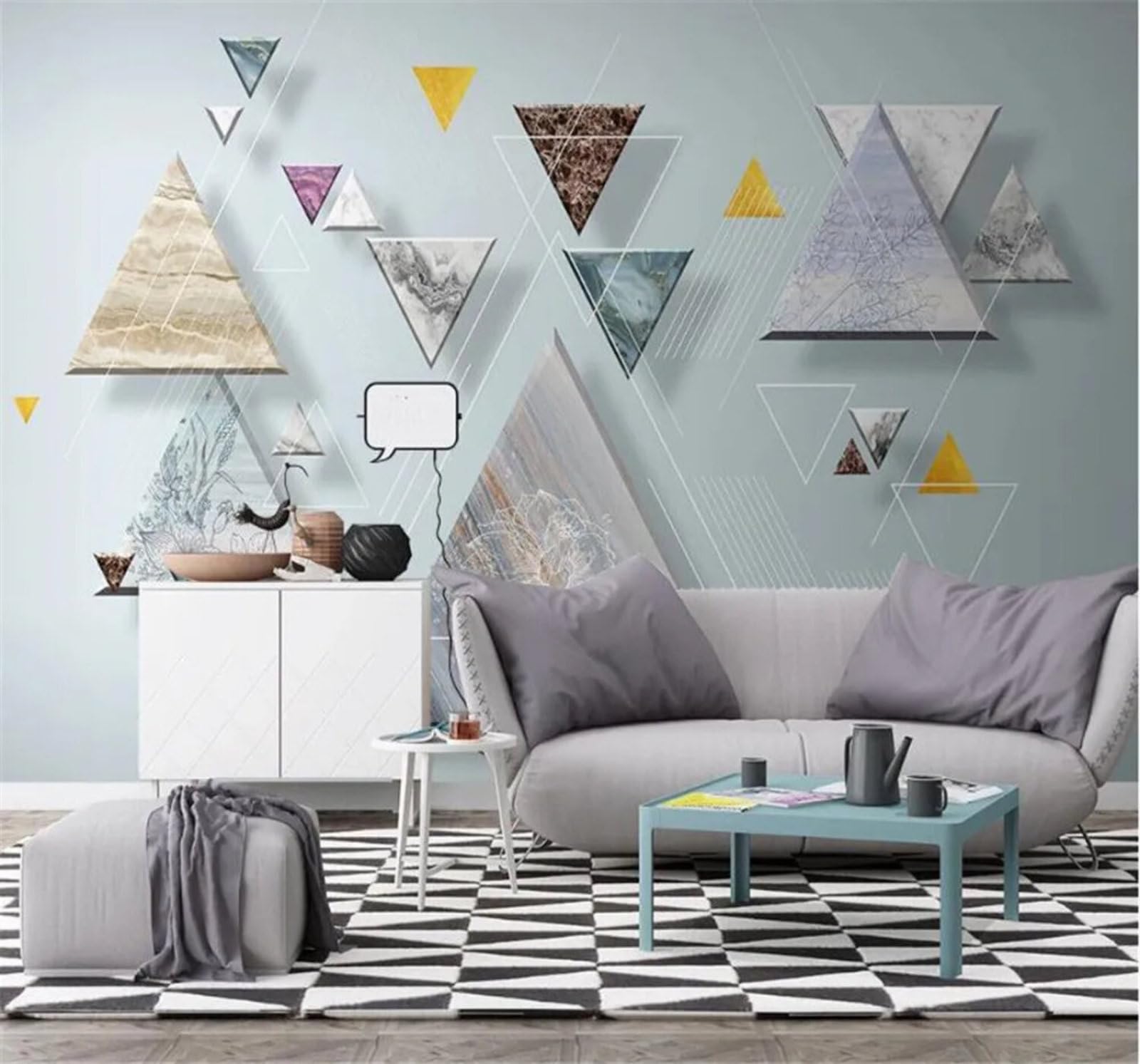 Tzxztt Minimalist Fresh Geometric Abstract Lines Modern 3D Wallpaper Premium Textured Silk Neutral Tones Material Ideal for Living Room Bedroom-200cm×140cm