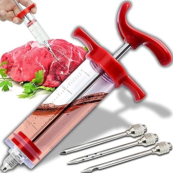 FIRAWER Meat Injector Syringe 30ml Marinade Kit with 3 Specialized Needles - Food Grade Flavor Infuser for Cooking, Roasting & BBQ Grilling