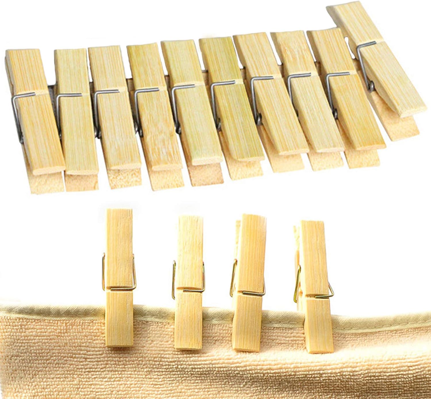 Bamboo Clothespins, 100 Pcs Natural Bamboo Wooden Clothes