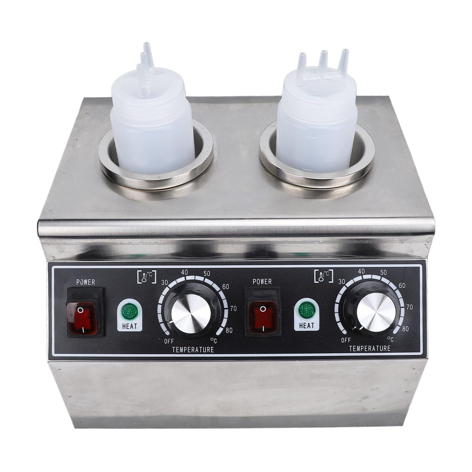 Fdit Calentador Eléctrico de Queso para Nachos, Dispensador de Chocolate Caliente con 2 Botellas, 320W, 30-85℃ Ajustable, para Mermelada, Chocolate y de Queso (Enchufe Europeo 220V)