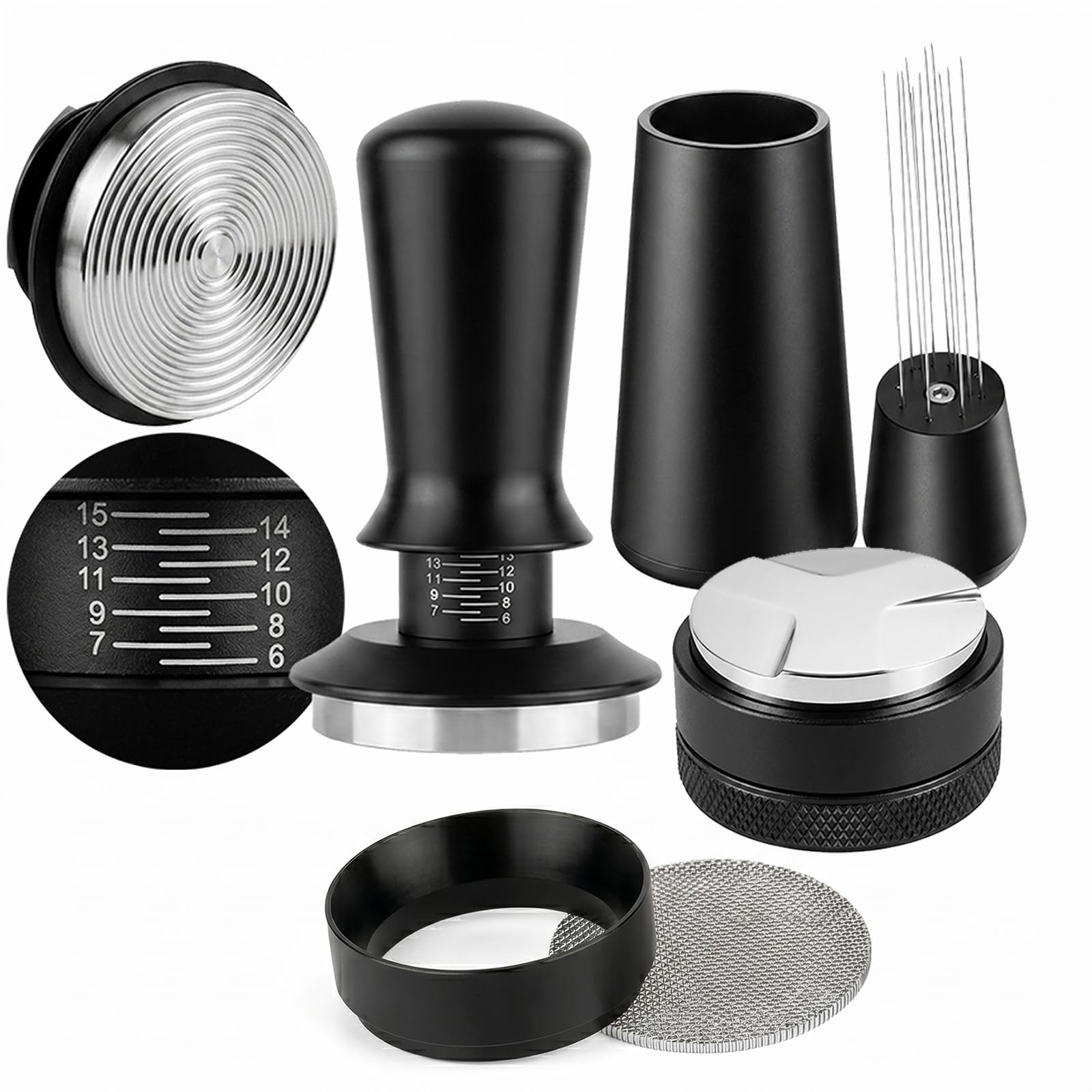 5PCS 51mm Espresso Accessories Kit, Espresso Tamper, WDT Tool, Coffee Distributor, Puck S…