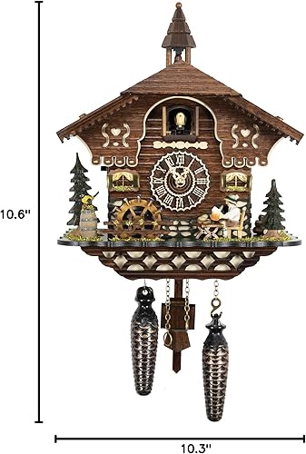 Miniatura 8 de Cuckoo Palace German Cuckoo Clock - The Brotzeit House - with Quartz Movement - 10.3 inches high - Black Forest Clock