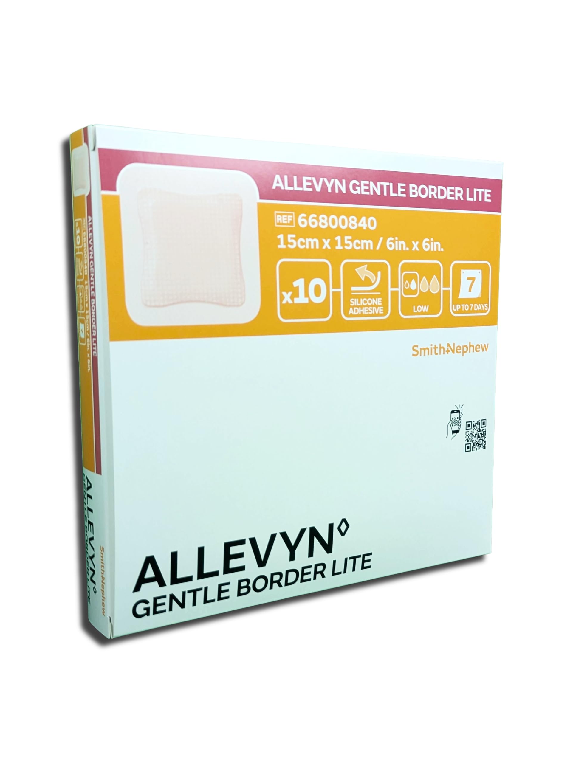 Smith+Nephew ALLEVYN Gentle Border Lite 15x15 cm | Apósito Fino de Espuma de Silicona | Impermeable | 10 Unidades