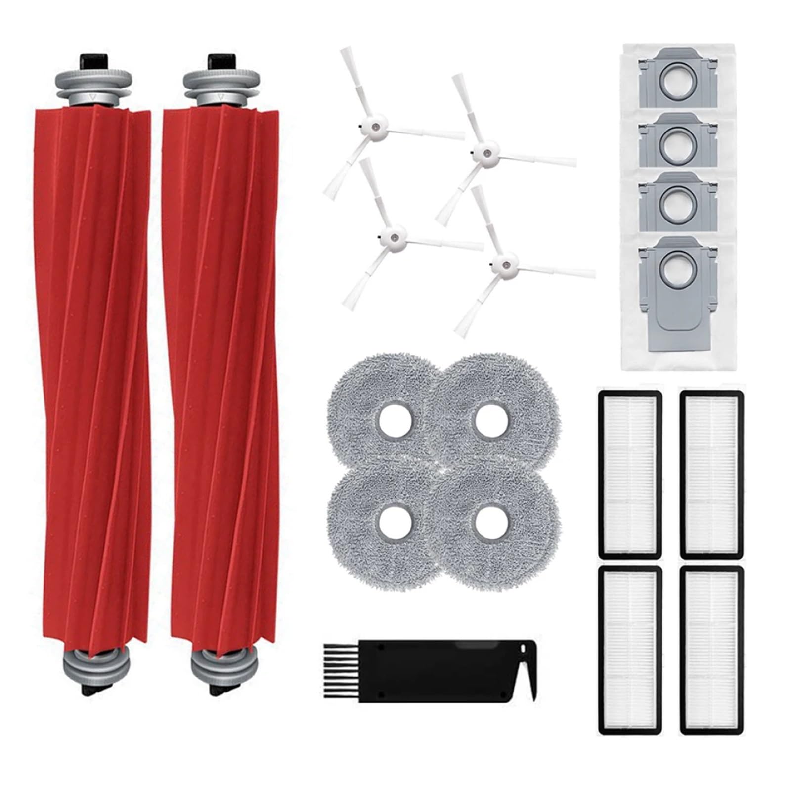 eufeifeiegds 2 x Hauptbürste + 4 x weiße Seitenbürste + 4 x Mopptuch + 4 x Filter + 4 x Staubbeutel + 1 x Reinigungsbürste for P10/P10 Pro/P10S Pro wefeiegds