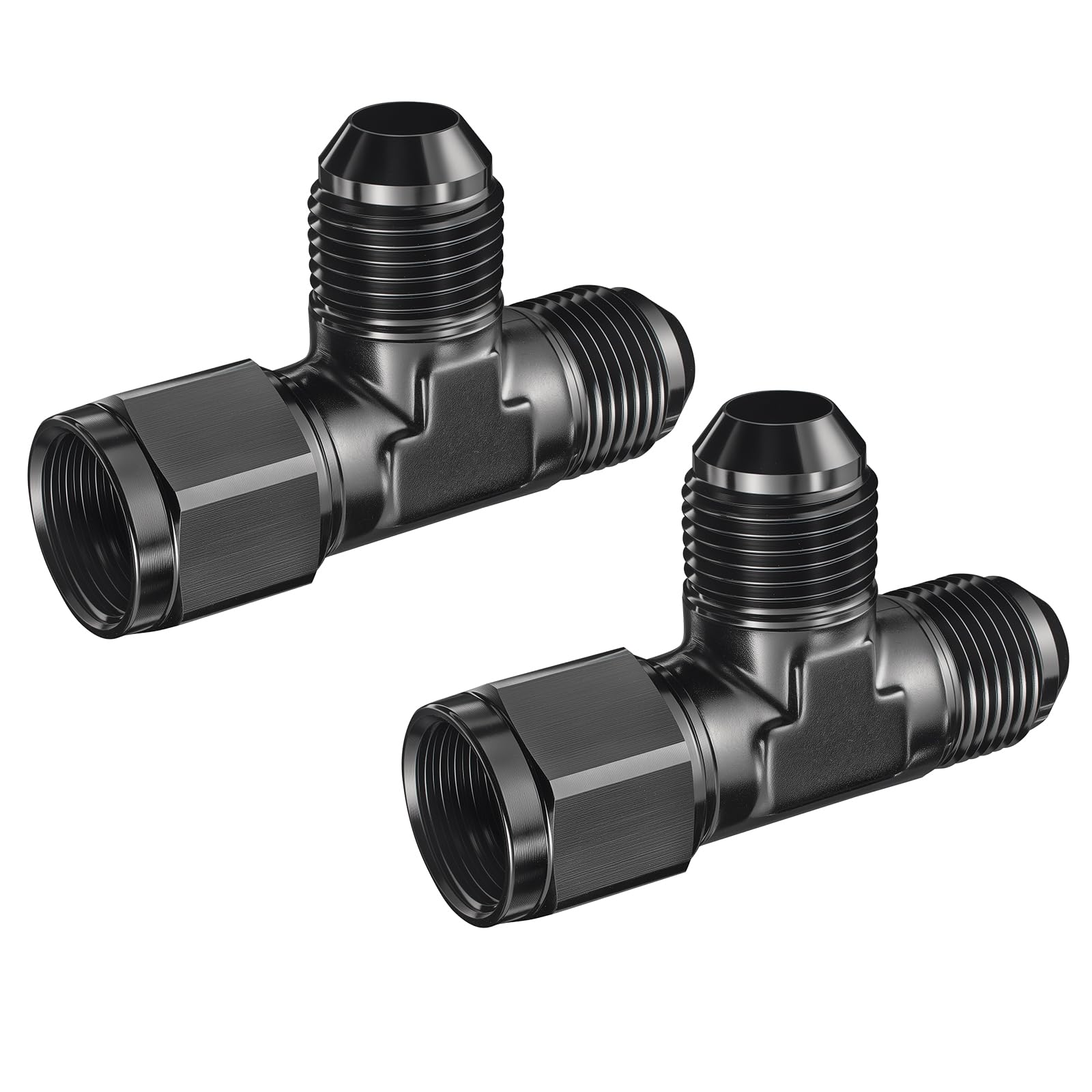 Conector en T macho 8AN de aluminio negro mecanizado para alta competición