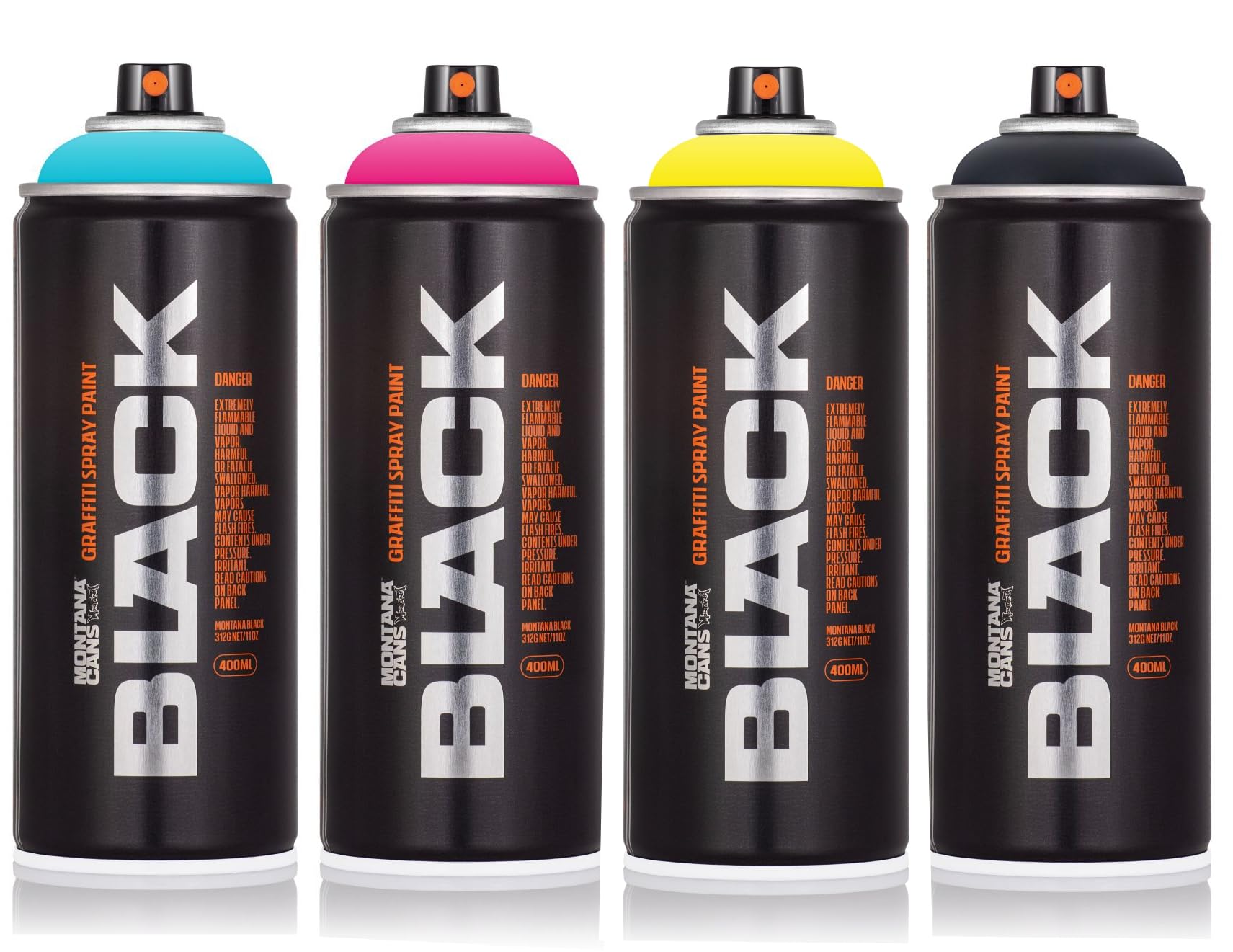 Montana Cans zestaw puszek w sprayu, wartości CMY(K), kolory TRUE, 4 x 400 ml, wysoko kryjący lakier w sprayu