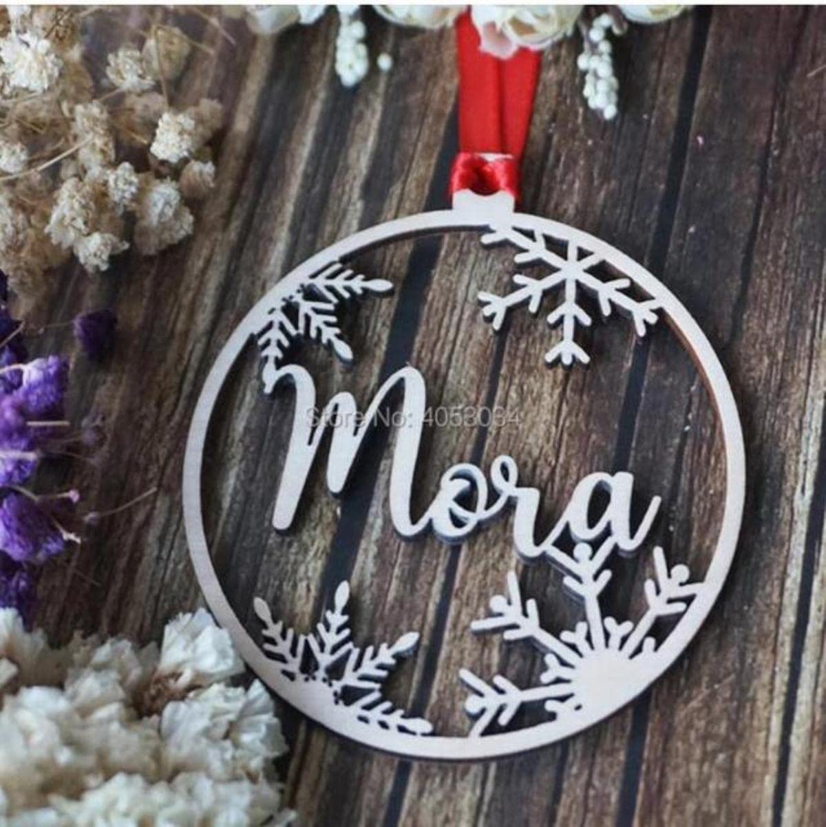 Adorno de Navidad Personalizado - Bola de Adorno de Navidad Personalizada Bola de Adorno de Madera con Nombre y año-no2,10pcs