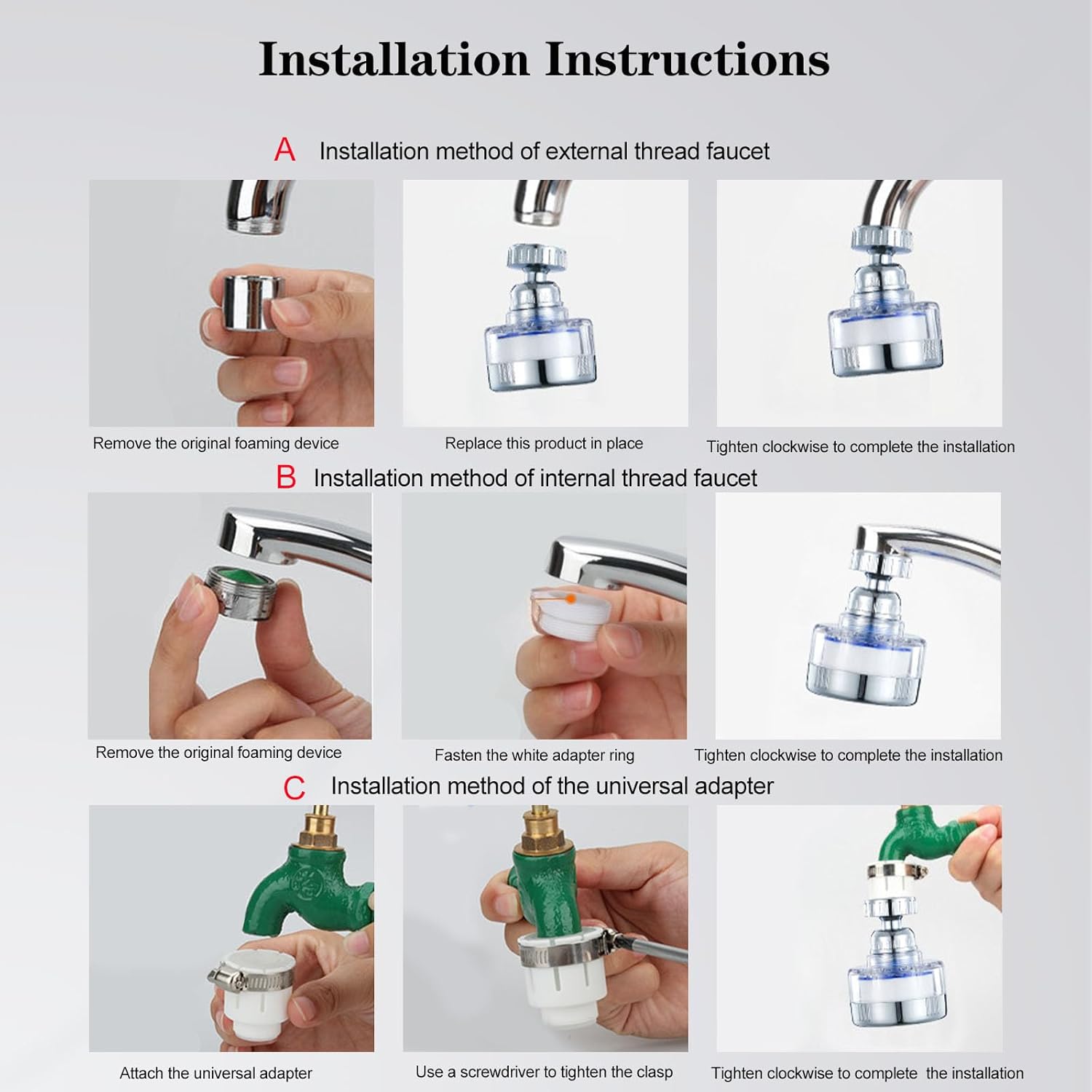 Kitchen Faucet Filter, 360° Rotating for Household Kitchen tap Water, Splash-Proof and Pressure-Increasing Filter for Sink Faucet, Shower Head. (Short Style-1)