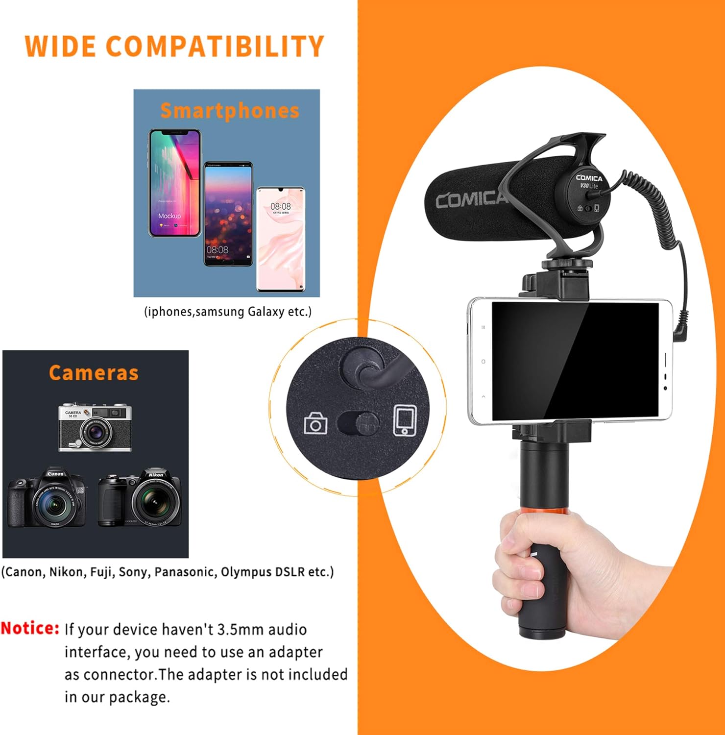 Discount Comica CVM-V30 LITE Video Microphone Super-Cardioid Condenser On-Camera Shotgun Microphone for Canon Nikon Sony Panasonic Camera/DSLR/iPhone Samsung Huawei with 3.5mm Jack(Black) Cheap Comica CVM-V30 LITE Video Microphone Super-Cardioid Condenser On-Camera Shotgun Microphone for Canon Nikon Sony Panasonic Camera/DSLR/iPhone Samsung Huawei with 3.5mm Jack(Black)