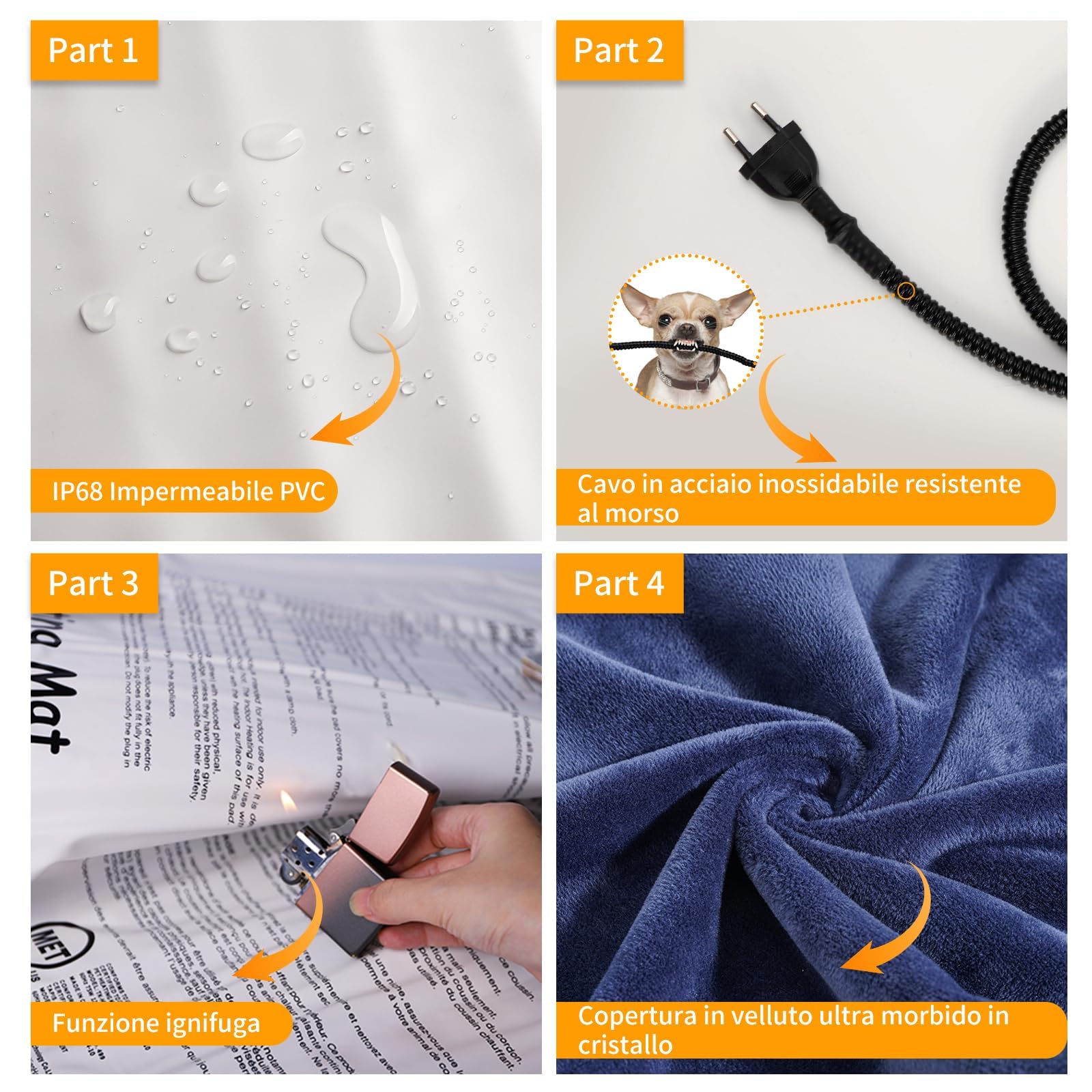 Toozey Tappetino Riscaldante per Cani e Gatti Tappeto Riscaldante per Animali Domestici Elettrico Regolabile Timer e per Temperatura per Cani e Gatti Neonati/Piccoli/Anziani, Blu - XL (90 * 60cm)