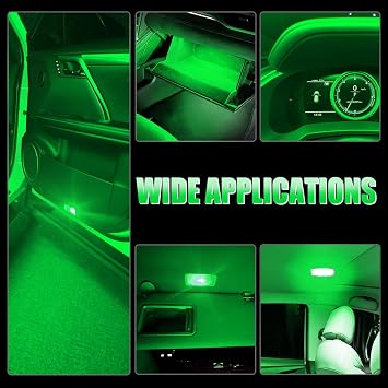 Extremely Bright 3030 Chipsets Wedge T5 74 73 37 Bulb Lamp Replacement for Car Interior Footwell Glove Box Instrument Indicator Panel Lights, Green