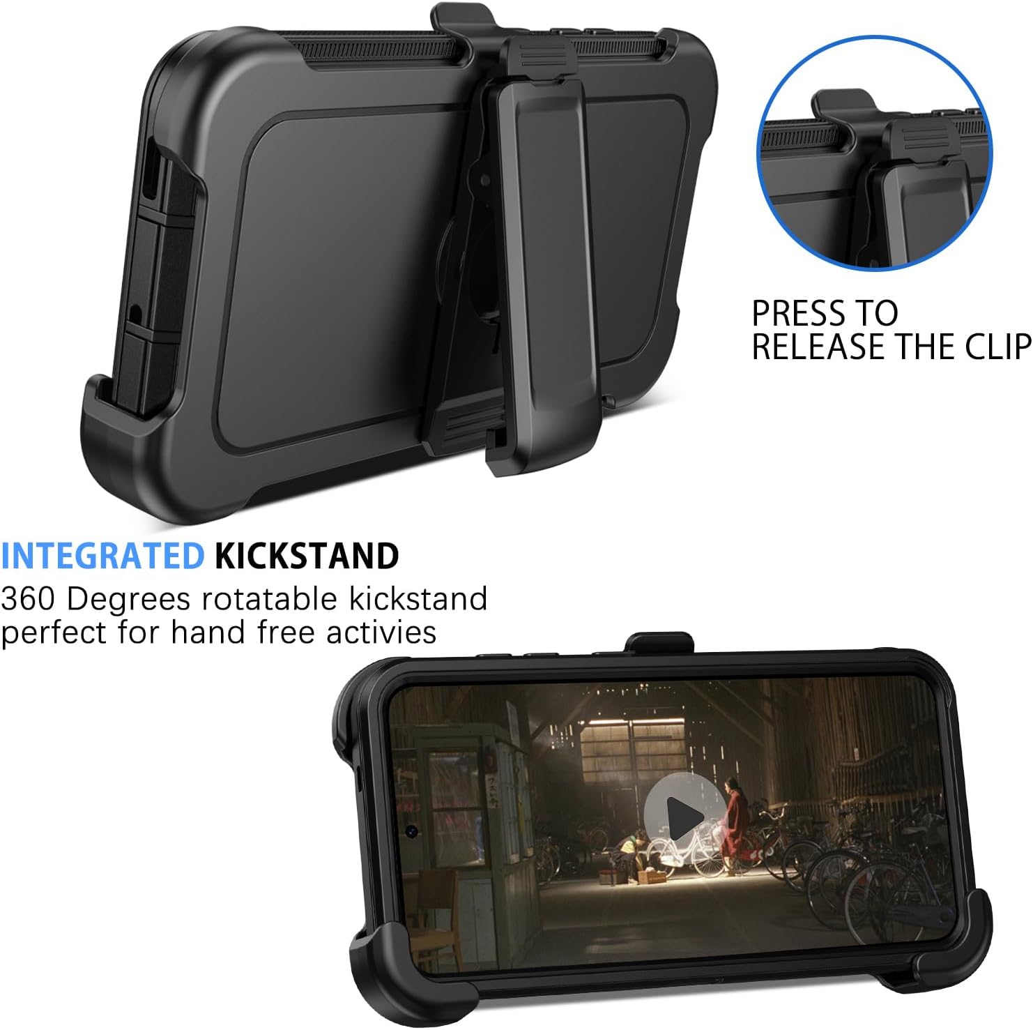 DUEDUE for Samsung Galaxy S25 Case, Phone Case for Samsung S25 with Belt Clip Holster Shockproof 3-Layer Heavy Duty Full Body Protective Rugged Phone Cases Cover for Galaxy S25 6.2", Black - Image 7