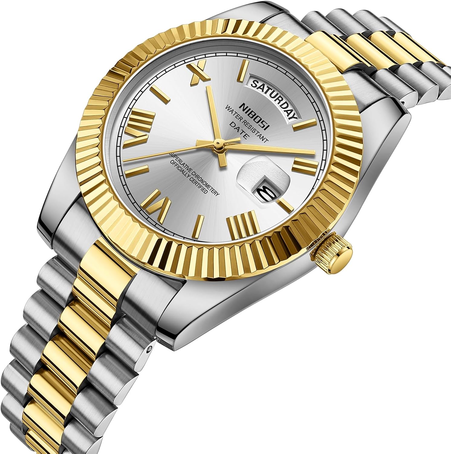 NIBOSI Men Watches Analog Quartz Stainless Steel Rose Gold Silver Watches for Men Waterproof Business Classic Desiger Wrist Watch with Day Date - Image 2