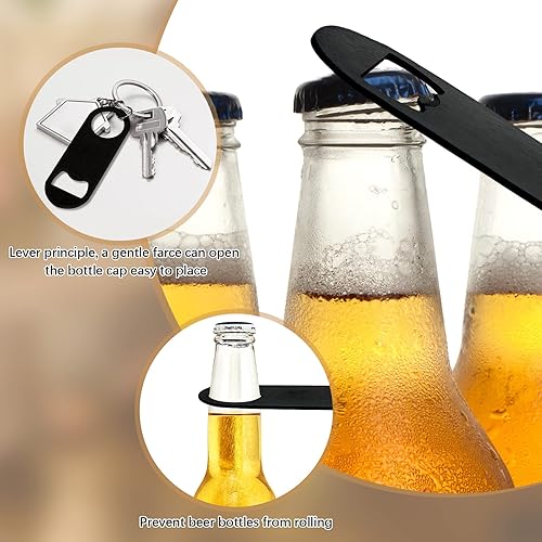 Miniatura 10 de ZCYSRLQIN 12 abridores de botellas planos de 4.9 x 1.18 pulgadas, de acero inoxidable, abridor de botellas de cerveza de acero inoxidable, hoja de