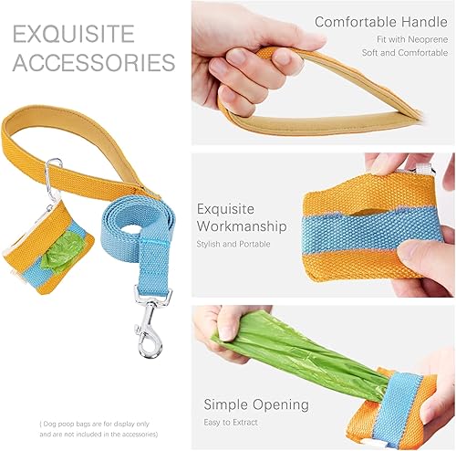 Miniatura 4 de Juego de arnés y correa para perro sin tirones, arnés halter con soporte para bolsa de excrementos, correas de algodón ligeras ajustables adecuadas