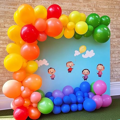 Miniatura 4 de 105 globos de látex arcoíris, globos de colores surtidos de 12 pulgadas, globos redondos de helio de colores brillantes para cumpleaños, baby