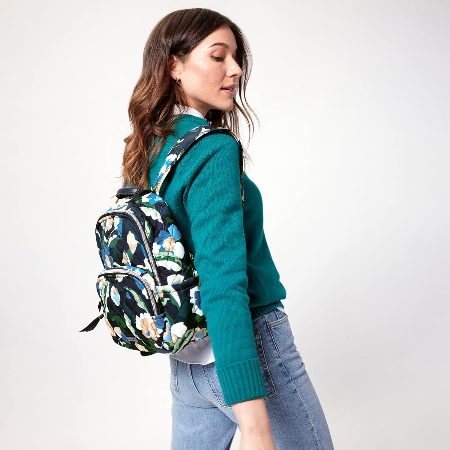 Vera Bradley Women's Performance Twill Small Backpack, Immersed Blooms, One Size