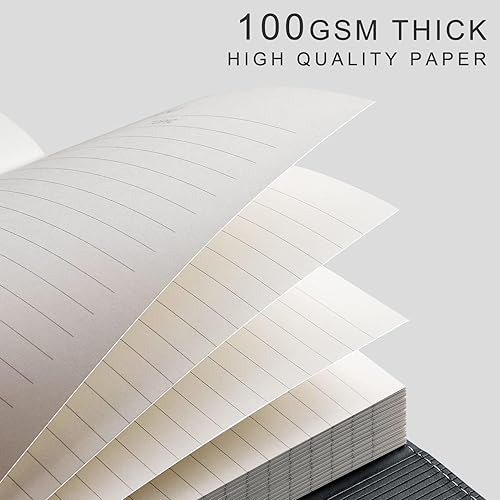 Miniatura 3 de EMSHOI Cuaderno rayado  192 páginas numeradas  Papel grueso de 3.53 ozm  A5 rayado universitario  Diario de cuero de tapa dura para mujeres y