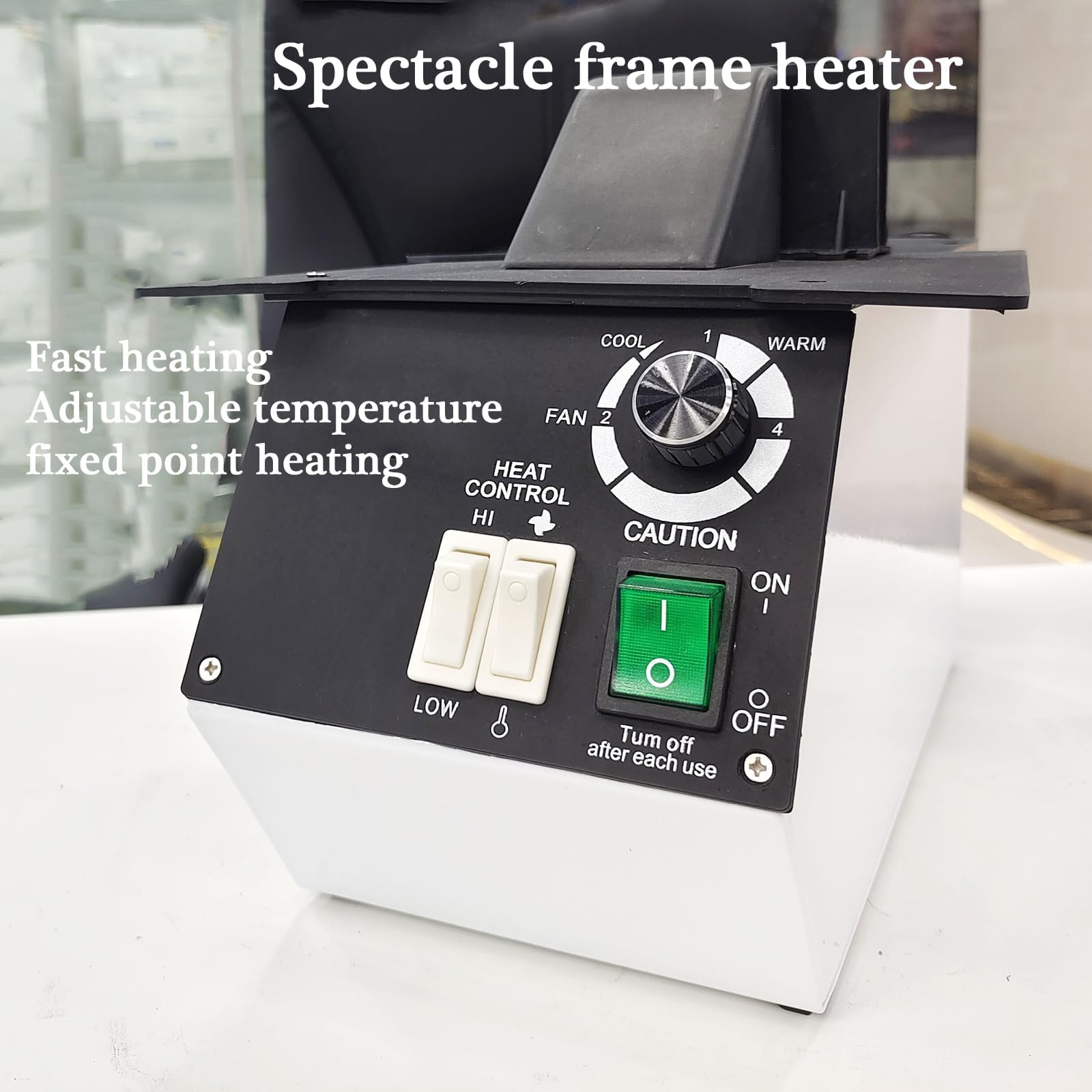 Chauffage de monture de lunettes optiques, équipement de chauffage de lunettes 1500 W, température réglable de 80 ℃ à 170 ℃, commutation d'air chaud et froid, pour les industries de transformation