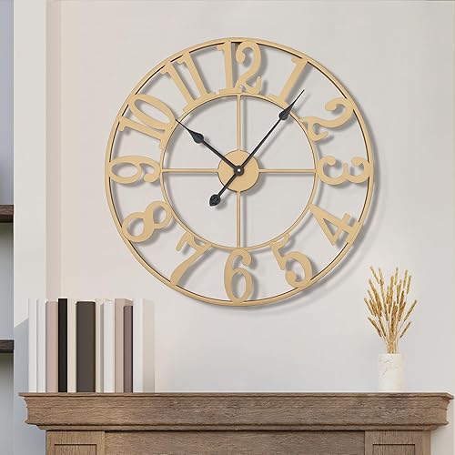 Vista 88 de Large Wall Clock, Metal Retro Roman Numeral Clock, Modern Round Wall Clocks Almost Silent, Easy to Read for Living Silver