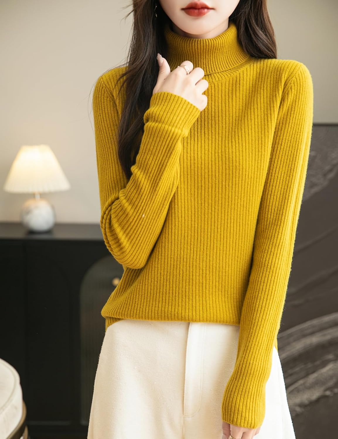 Chanyarn Women's 100% Merino Wool Turtleneck Sweater 2025 Fall Winter Long Sleeve Warm Soft Ribbed Knit Pullover Sweater - Image 4