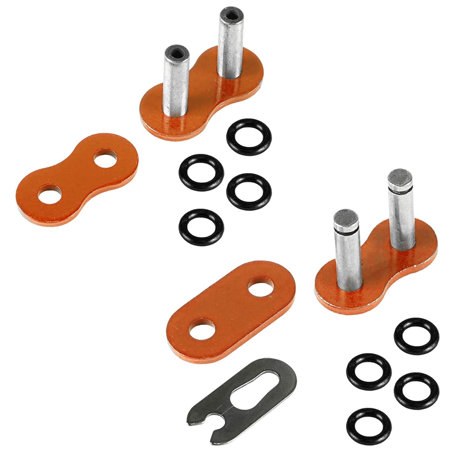 Caltric Orange 520-Pitch 120-Links O-Ring Drive Chain Compatible with ATV/UTV/Quad/Side X Side/Motorcycle/Dirtbike/with Rivet and Clip on Master Links