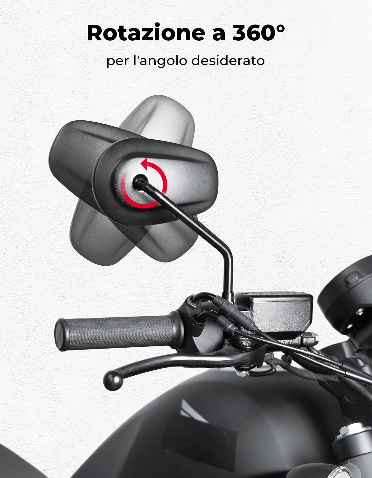 KEMIMOTO Specchietto Moto Retrovisore, Universali M10 Specchietti Moto, Alluminio ad Alta Resistenza Specchi Laterali M10 per Street Bike Cruiser Chopper Adventure Touring