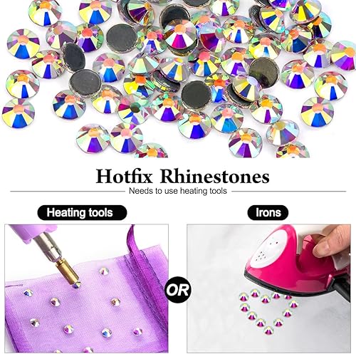 Miniatura 4 de Diamantes de imitación Hotfix con parte trasera plana para manualidades, diamantes de imitación AB de cristal redondos, gemas para ropa, zapatos,