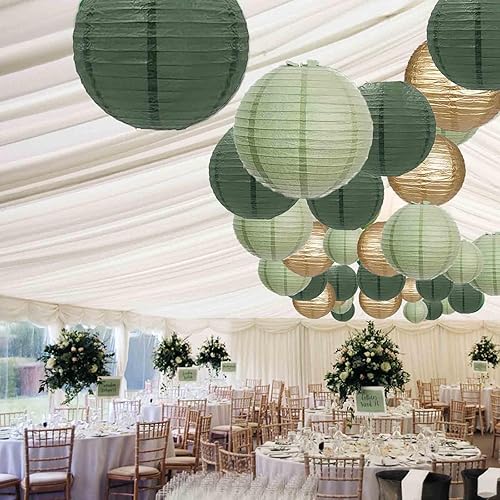 Miniatura 3 de GAKA Faroles de papel decorativosredondos, colgantes, linternas de papel chinas, para bodas, cumpleaños, baby showers, decoración de fiesta (12