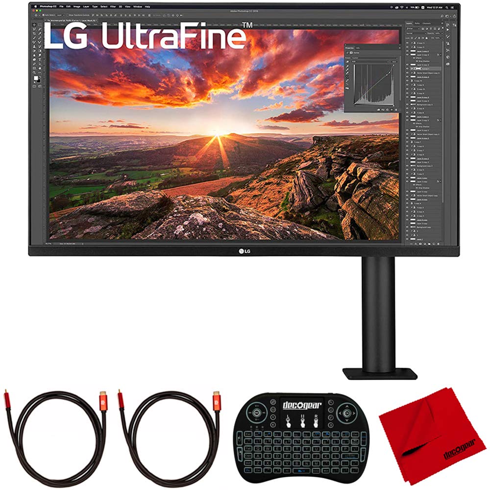 LG 32UN880-B 32 Inch Ultrafine Display Ergo 4K HDR10 Monitor Bundle with 2.4GHz Wireless Keyboard, 2