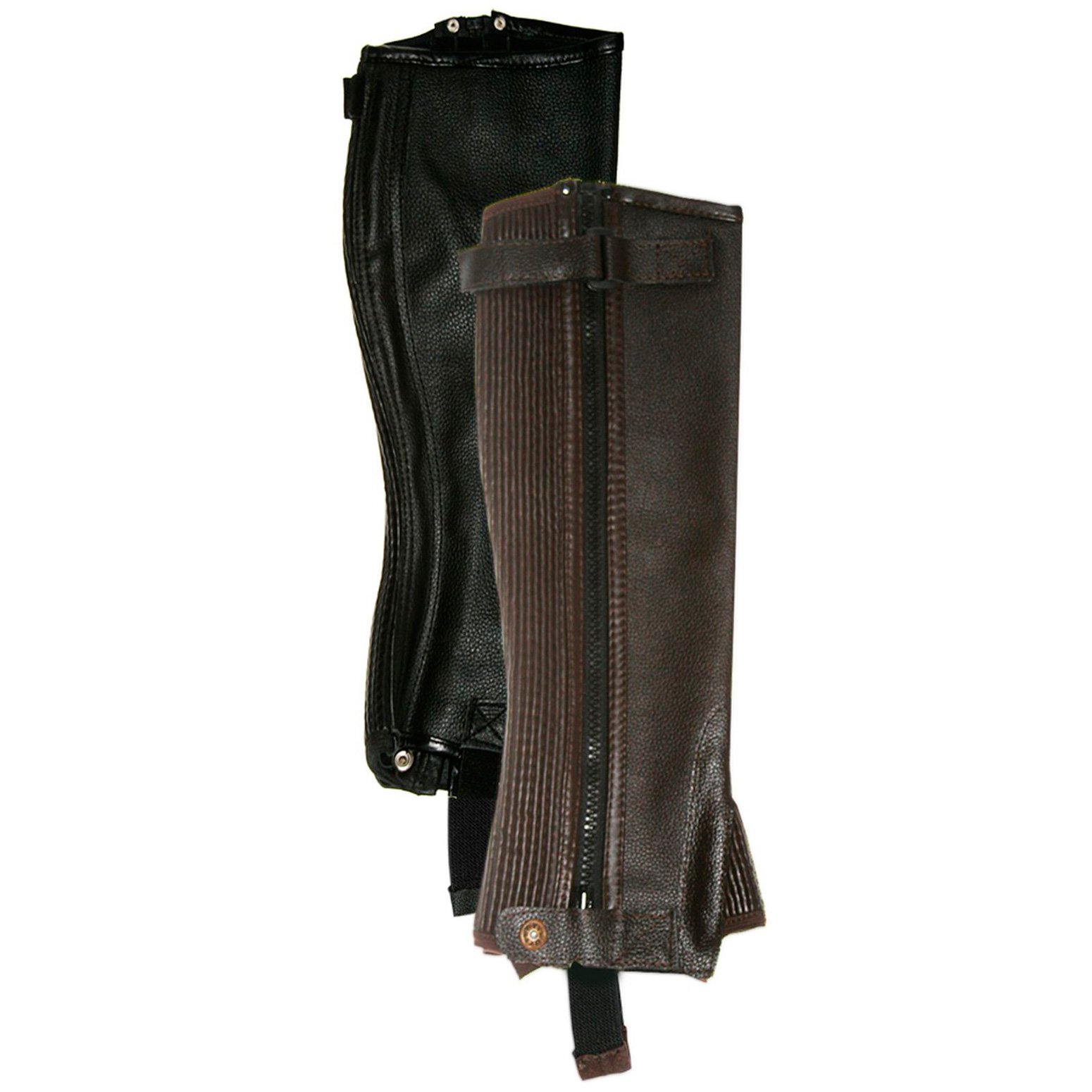Gambali equitazione adulto Daslo in pelle con cerniera lampo e fascia elastica laterale XS