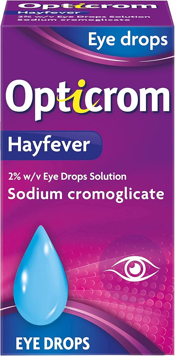 Opticrom Hayfever Allergy Eye Drops Sodium Cromoglicate 10 ml Fast
